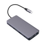 USB C Hub 8-in-1 VGA Gigabite RJ45 Sd/tf USB Hub Audio HDMI Pd Multiport - axGear