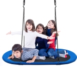 Topbuy 60" Flying Saucer Tree Swing Set Outdoor Oval Swing Adjustable Hanging Ropes for Kids Colorful/Blue/Green/Purple