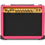 LyxPro 40 Watt Electric Guitar Amplifier | Combo Solid State Studio Amp with 8” 4-Ohm Speaker, Custom EQ Controls, Drive, Delay, ¼” Passive/Active/Microphone Inputs, Aux In & Headphone Jack - Pink
