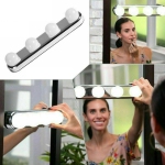 ISTAR Portable LED Lights for Vanity Mirror - Battery Operated Wireless Vanity Lights - Suction Cup Stick On 4 Super Bright Bulbs LED Vanity Light