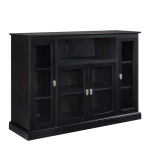 Summit Highboy TV Stand with Storage Cabinets and Shelves in Black Wood Finish