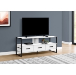 Monarch Specialties I 2615 TV Stand 48"L White Black Metal