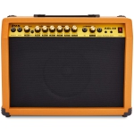 LyxPro 40 Watt Electric Guitar Amplifier | Solid State Studio Amp with 8” 4-Ohm Speaker, Custom EQ Controls, Drive, Delay, ¼” Passive/Active/Microphone Inputs, Aux in & Headphone Jack - Mahogany