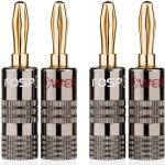 Banana Plugs 2 Pairs / 4 pcs, Closed Screw 24K Gold Plated Banana Speaker Plug Connectors for Speaker Wire,