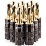 Banana Plugs 6 Pairs / 12 pcs, Closed Screw 24K Gold Plated Banana Speaker Plug Connectors for Speaker Wire,