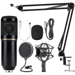 Condenser Microphone Studio Recording Bundle Kit Professional Adjustable Mic Set Broadcasting Shock Mount Pop Filter Anti Wind Foam, Sturdy Boom Arm