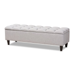 Baxton Studio Brett Tufted Tissu et stockage en bois ottoman en beige gris