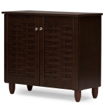 Baxton Studio Winda 2 Door Shoe Cabinet in Dark Brown