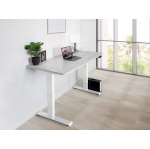 EFFYDESK Business Height Adjustable Home Office Computer Standing Desk with Cable Management Tray (70" × 29") Oak White on White Frame