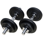 PRISP Adjustable Weight Dumbbells Set - Includes 2 Bars, Cast Iron Plates and Threaded Collars, 40 lbs