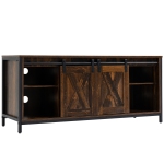 HOMCOM Industrial TV Stand for TVs up to 60", TV Console with Storage and 2 Sliding Barn Doors, Freestanding Entertainment Unit for Living Room, Bedroom, Brown