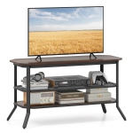 Costway Meuble TV pour Téléviseurs de 46 po avec 2 Étagères de Rangement et Pieds Métalliques Évasés pour Salon