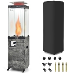 Gymax 41,000 BTU Propane Patio Heater Glass Tube Standing Gas Heater w/ Cover Wheels