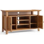 Simpli Home Amherst Transitional Bois massif 54" TV Stand in Light Golden Brown