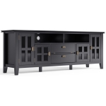 Simpli Home Artisan Wood 72" Transitional TV Media Stand in Black For TVs up to 80"