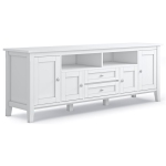 Simpli Home Warm Shaker Wood 72" Transitional TV Media Stand in White For TVs up to 80"