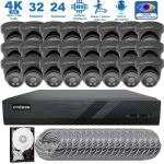 CTVISION Full Color Night Vision 4K Wired Audio Security Camera System, 24 Camera Surveillance Kit Outdoor DIY Audio 8TB HDD Included for Home Business Security Camera System