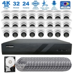 CTVISION Full Color Night Vision 4K Wired Audio Security Camera System, 24 Camera Surveillance Kit Outdoor DIY Audio 8TB HDD Included for Home Business Security Camera System