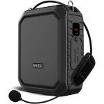 Portable Waterproof Voice Amplifier with Wireless Microphone Headset Bluetooth 5.0 Megaphone Speaker 18W 4400mAh (Black)