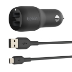 Belkin Boost Frais 24W Double USB-A Chargeur de voiture 1m Câble USB-A/Micro-USB - noir - (CCE002bt1MBK)