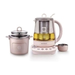 Buydeem Health Pot Boiled Tea Brew Cooker Fully Automatic 1.5L 120V 1500W Glass Stainless Steel Pink Electric Kettle (K2693)