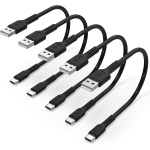 Câble USB C de 6 pouces court, Pack de 5 câbles USB A vers USB Type C Charge rapide compatible avec Samsung Galaxy S22 S10 S9 A53 Note 10 20 Ultra, Moto One G Power, OnePlus 8T LG Stylo 6,