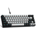 M Portable 60% Clavier de jeu mécanique, MK-Box LED Compact rétroéclairé 68 Clés Mini Clavier de bureau filaire avec commutateur bleu pour ordinateur portable Windows PC Mac Black/Grey