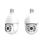 NIERBO 2 Pack 2.0MP Outdoor Wireless Waterproof PTZ Security Camera with E27 Light Socket, Motion Auto Tracking, 2 Way Audio, Starlight Night Vision, WiFi Screw-in CCTV Camera