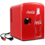 Coca-Cola Bouteille de coke classique 4L Mini Réfrigérateur 12V DC et 110V AC Cordons, 6 Refroidisseur portable, réfrigérateur de voyage personnel rouge