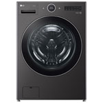 LG 5.8 Cu. Ft. (IEC) Front Load Washer with ThinQ, ColdWash, TurboWash, and Steam - Energy Star (WM6700HBA) - Black Steel