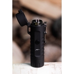 Survival USB Rechargeable Plasma Arc Lighter Waterproof LED Flashlight Electric Windproof Outdoor Camping Hiking Compact Wearable Lithium-Ion Battery Powered