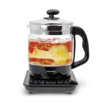 KUCHEPRO Health-Care Beverage Tea coffee Maker and Multi-Function Kettle, 22-in-1 Programmable Brew Cooker Master, 1.8 L, Black, Glasses.