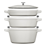 STAUB Stackable Set Stackable Set Medium 4 Piece Cast Iron, White Truffle