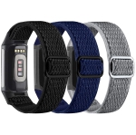 3 Pack Elastic Nylon Bands Compatible for Fitbit Charge 5,Adjustable Breathable Replacement Straps Soft Nylon Loop Wristbands for Women Men