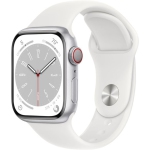 Apple montre Series 8 (GPS + Cellulaire) 41mm Boîtier en aluminium avec bande de sport blanche - S/M - argent