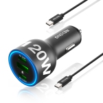 Rexing 120W Vehicle Quick Charger with 2 USB-C & 1 USB Port Compatible with iPhone and Samsung Note - Gray