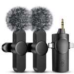 Dual Wireless Microphones for iPhone/Android Phone/Camera/Laptop, Wireless Lavalier Microphone for Video Recording Podcast YouTube TikTok Facebook, Plug-Play Mini Lapel Mic