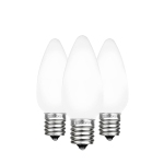 Novelty Lights 25 Pack C7 Ceramic Style LED Christmas Lights, Opaque Replacement Bulbs with E12 Base, Shatterproof Plastic, 3 Ultra-Bright SMDs Per Bulb, Energy Efficient 0.5W