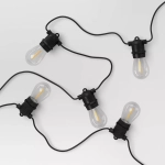 Drop Socket Solar Led String Lights With Edison Bulbs Black Wire