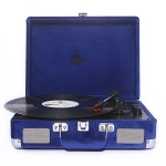 Arkrocket Curiosity Bluetooth Turntable Retro Suitcase 3-Speed Record Player with Built-in Speakers-Klein Blue
