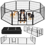 BestPet Dog Playpen Pet Dog Fence 24" 8Panels Metal Dog Pen Outdoor Exercise Pen with Doors for Large/Medium /Small Dogs,Pet Puppy Playpen for RV,Camping,Yard