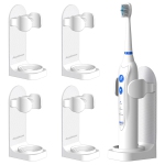 Upgraded Adhesive Electric Toothbrush Holder Wall Mounted Adjustable Toothpaste Organizer 4 Pack (White)