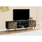 Monarch Specialties I 2781 - Tv Stand, 72 Inch, Console, Media Entertainment Center, Storage Cabinet, Living Room, Bedroom, Brown And Black Laminate, Black Wood Legs