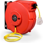 ReelWorks Retractable Extension Cord Reel: 12AWG x 24.4m Premium Ultra-Flexible 3C/SJTOW Glow Strip Cable with LED Lit Triple Tap, Indoor/Outdoor Use