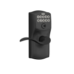 Schlage Camelot Verrouillage électronique de porte avec poignée Accent, noir mat