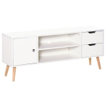 HOMCOM Meuble TV pour Téléviseurs jusqu'à 50 po Écran Plat, Cabinet TV avec Étagères de Rangement, 2 Tiroirs et Trou pour Câble, Centre de Divertissement Moderne pour Salon, Chambre, Blanc