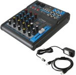 Pyle Professional Audio Mixer Sound Board Console System Interface 4 Channel Digital USB Bluetooth MP3 Computer Input 48V Phantom Power Stereo DJ Studio Streaming