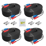 4 Pack 30M/100ft All-in-One Video Power Cables, BNC Extension Surveillance Camera Cables for CCTV Security DVR System Installation, Free 8 x BNC Connectors and 100pcs Cable Clips I