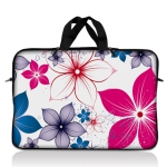 LSS 15.6 inch Laptop Sleeve Bag Carrying Case Pouch with Handle for 14" 15" 15.4" 15.6" Apple Macbook, GW, Acer, Asus, Dell, Hp, Sony, Toshiba, White Pink Blue Flower Leaves