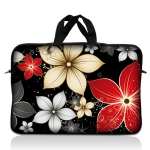 LSS 15.6 inch Laptop Sleeve Bag Carrying Case Pouch with Handle for 14" 15" 15.4" 15.6" Apple Macbook, GW, Acer, Asus, Dell, Hp, Sony, Toshiba, Black Gray Red Flower Leaves